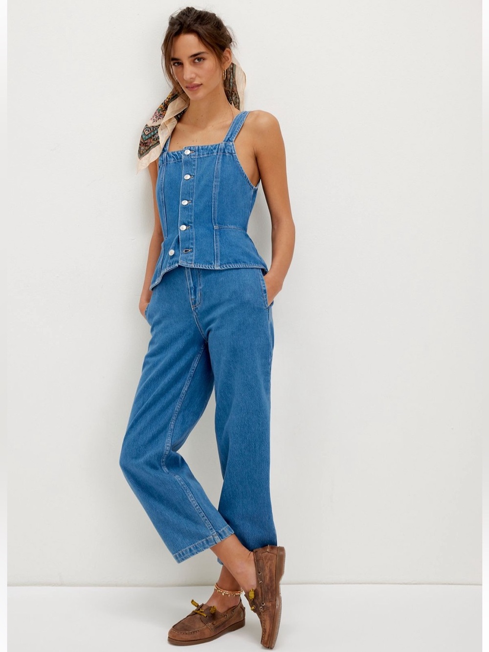 We The Free Free People Hazel Jumpsuit Denim Blue Sz large